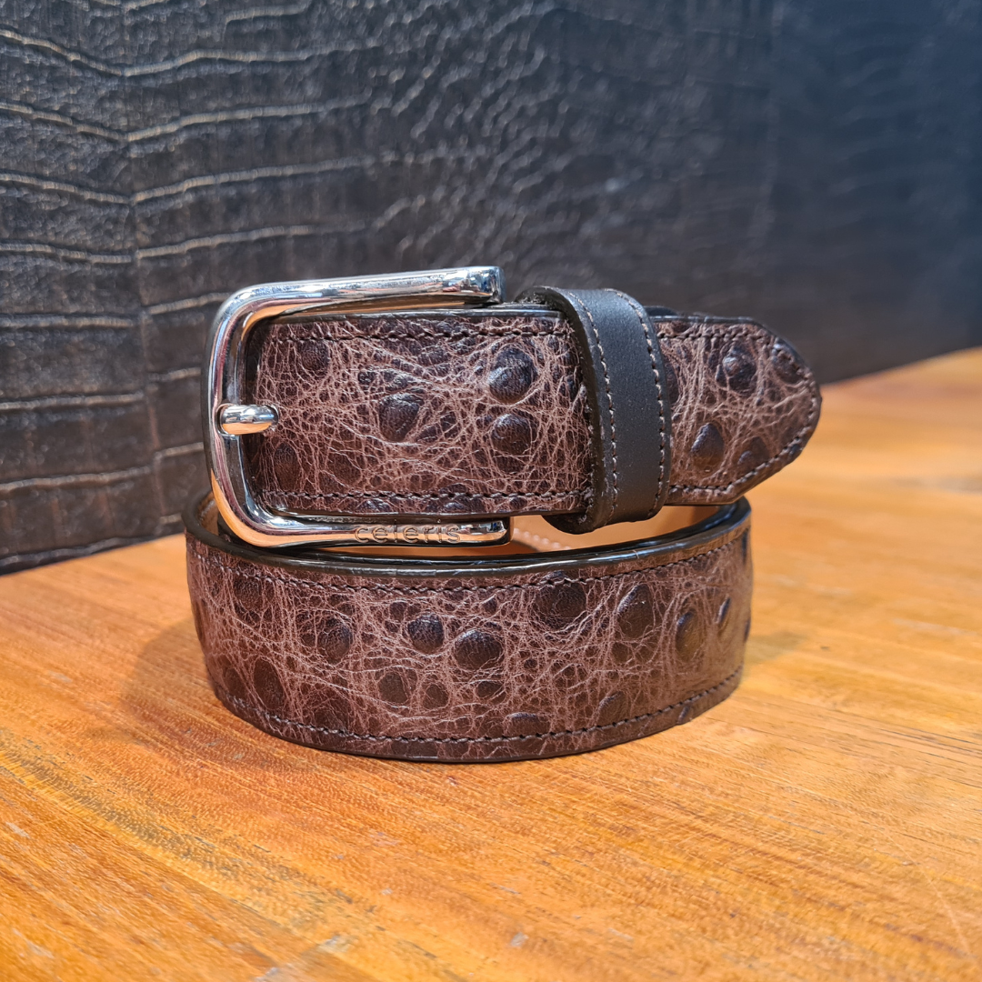 Trouser belt OStrich Marron length 85 &amp; 95 cm