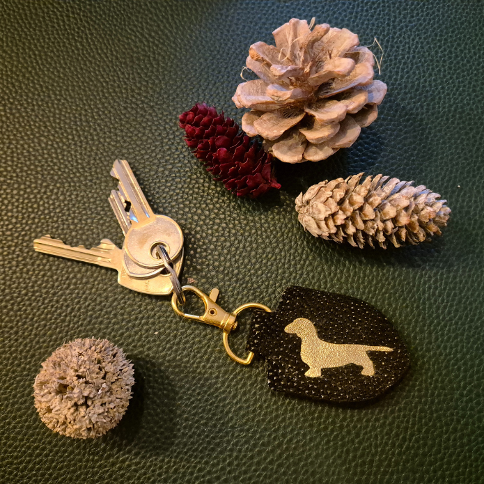 Keychain Dachshund Cristal Black - Gold