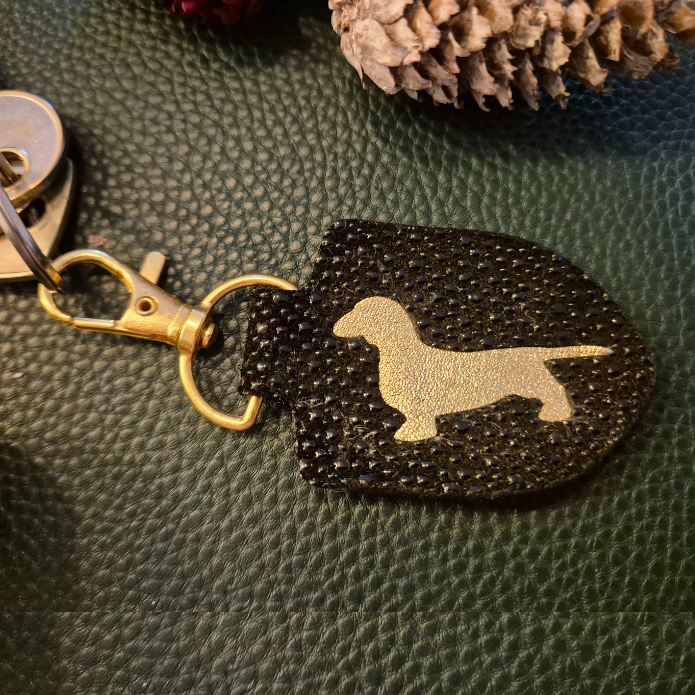 Keychain Dachshund Cristal Black - Gold