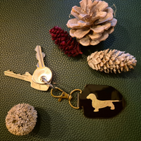 Keychain Dachshund Glossy Black - Gold